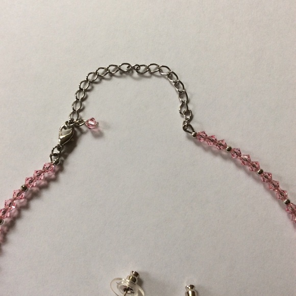 Pink Crystal Little Girls Beaded Jewelry Set. - Picture 7 of 8